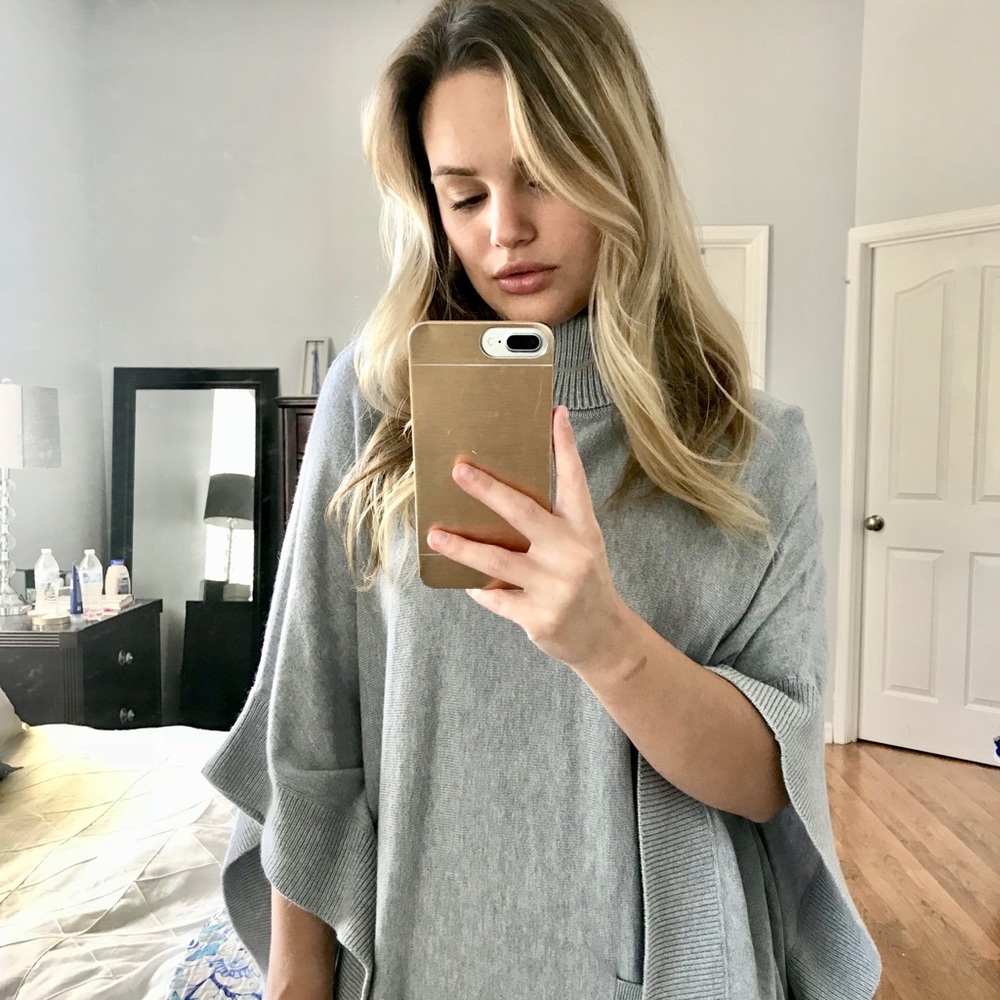 Michael Kors Cowl Neck Grey Draping Sweater